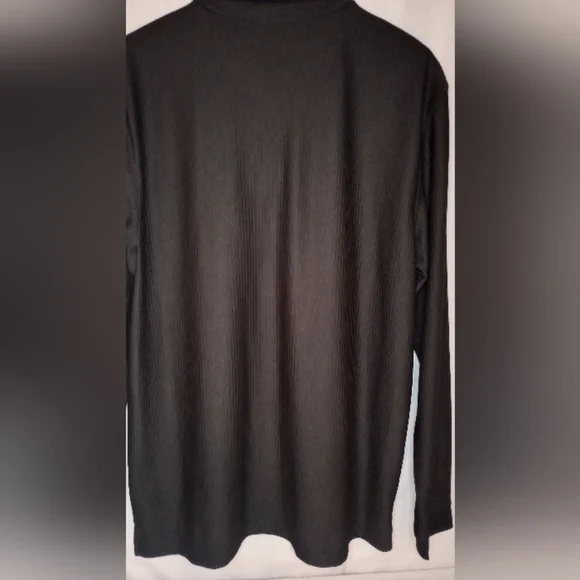 Haggard Men's Golf Shirt Black Long Sleeve Pullover 3/4 Zip Striped Texture L - Picture 3 of 11